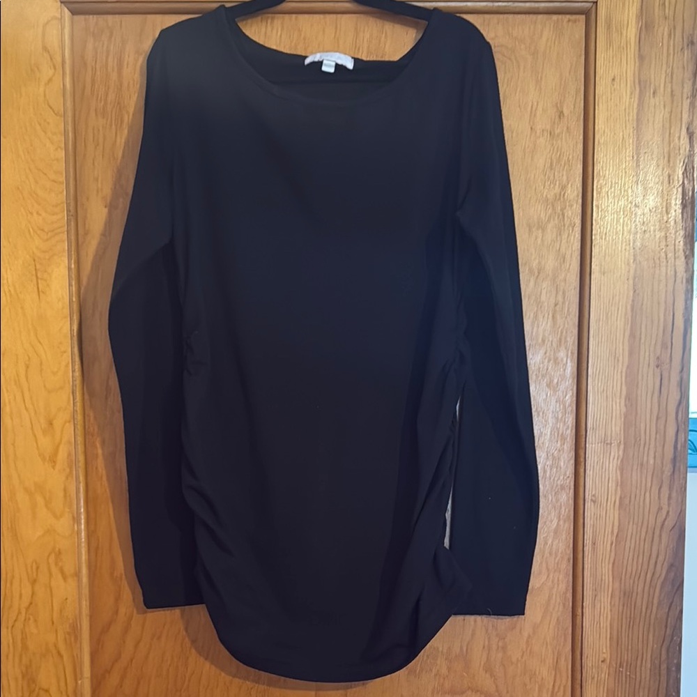 Plain Black Long Sleeve Maternity Top